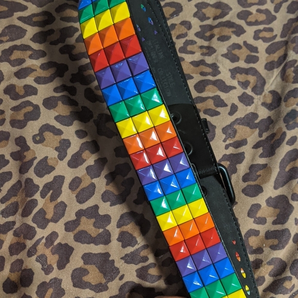 Rainbow Studded Belt (sz. Small 32") - Picture 6 of 6